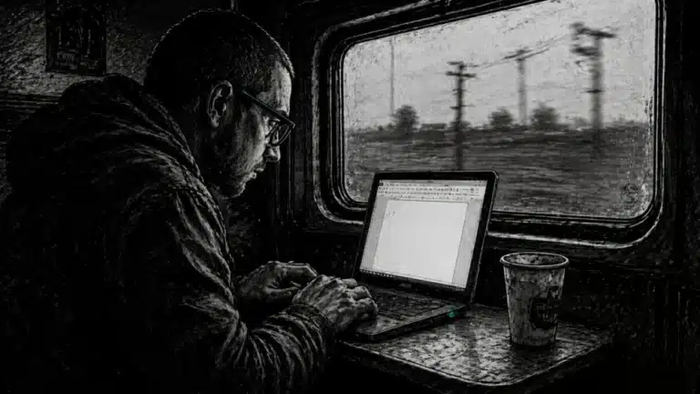 Writer in the train