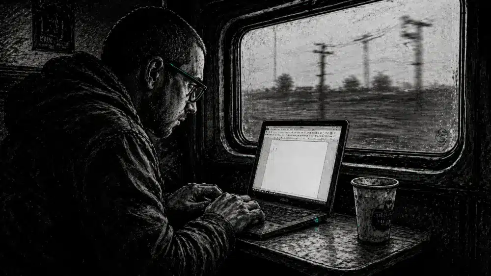 Writer in the train
